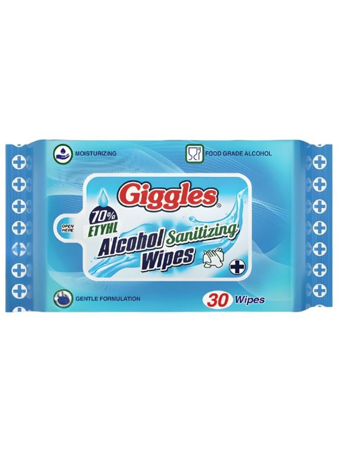 Giggles 70% Ethyl Alcohol Sanitizing Wipes 30s