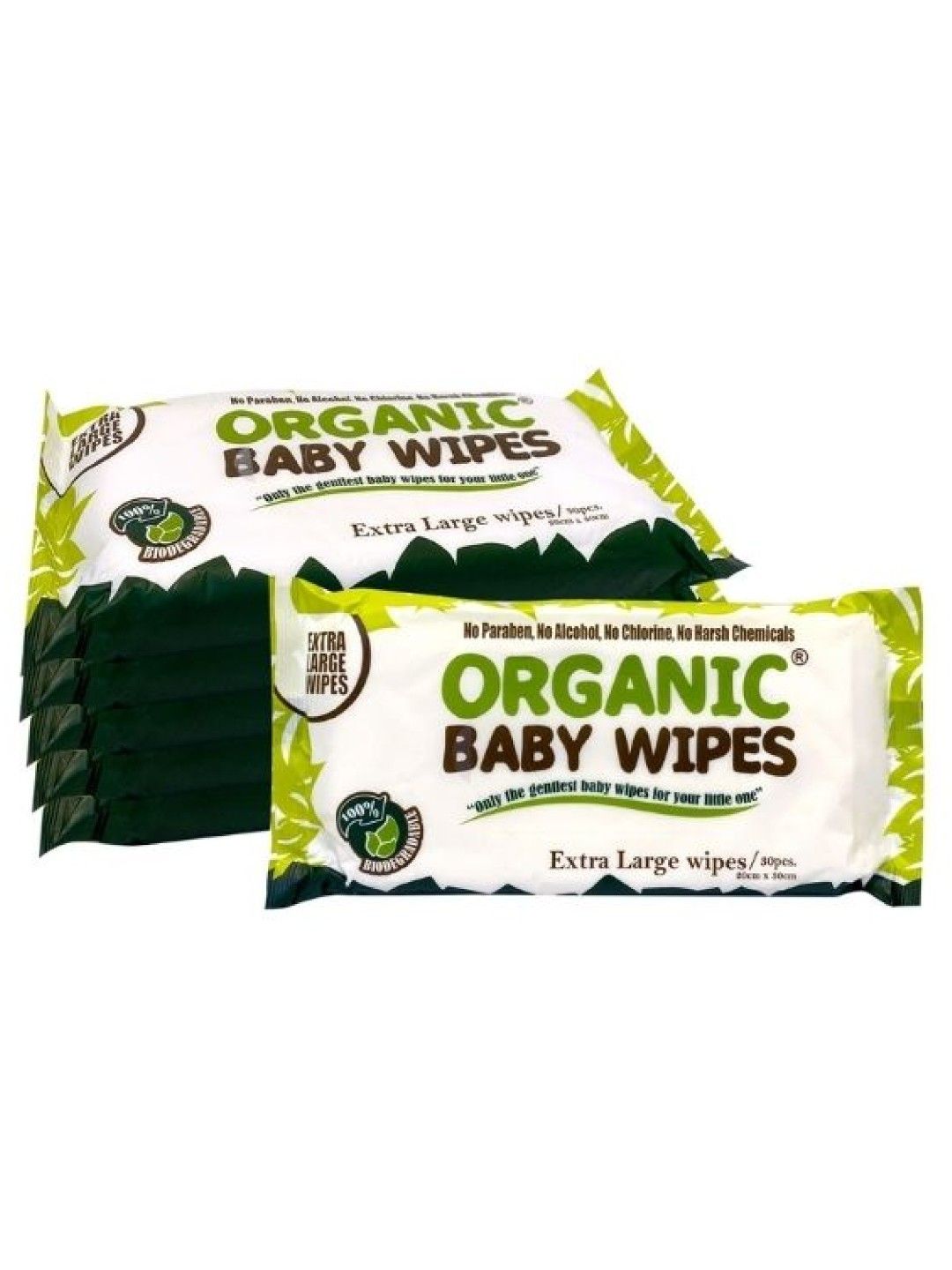 Organic Baby Wipes Baby Wipes Extra Large 6-Pack (30s) (No Color- Image 1)