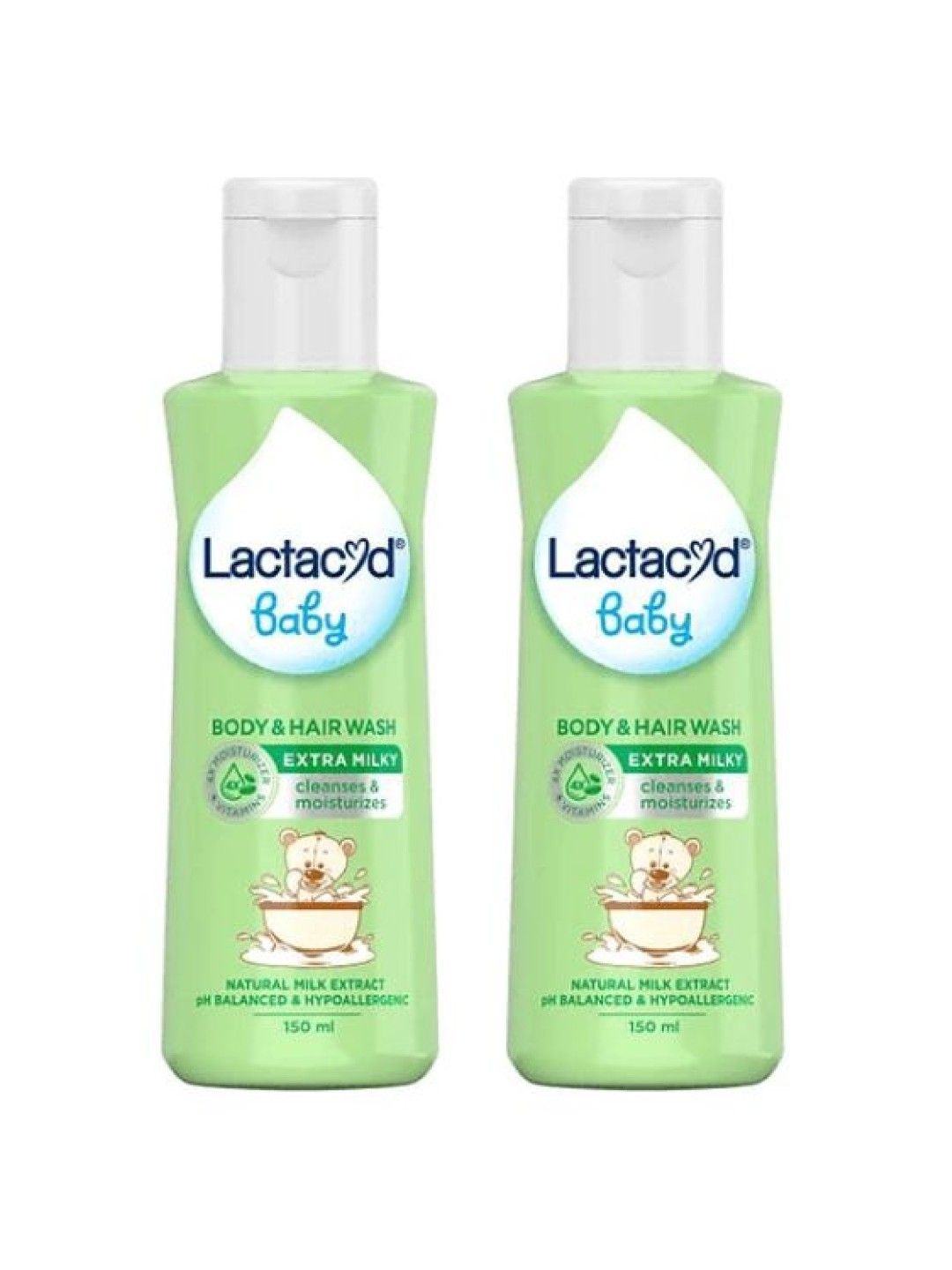 Lactacyd Baby Extra Milky 2-in-1 Body and Hair Wash (150ml) Bundle of 2