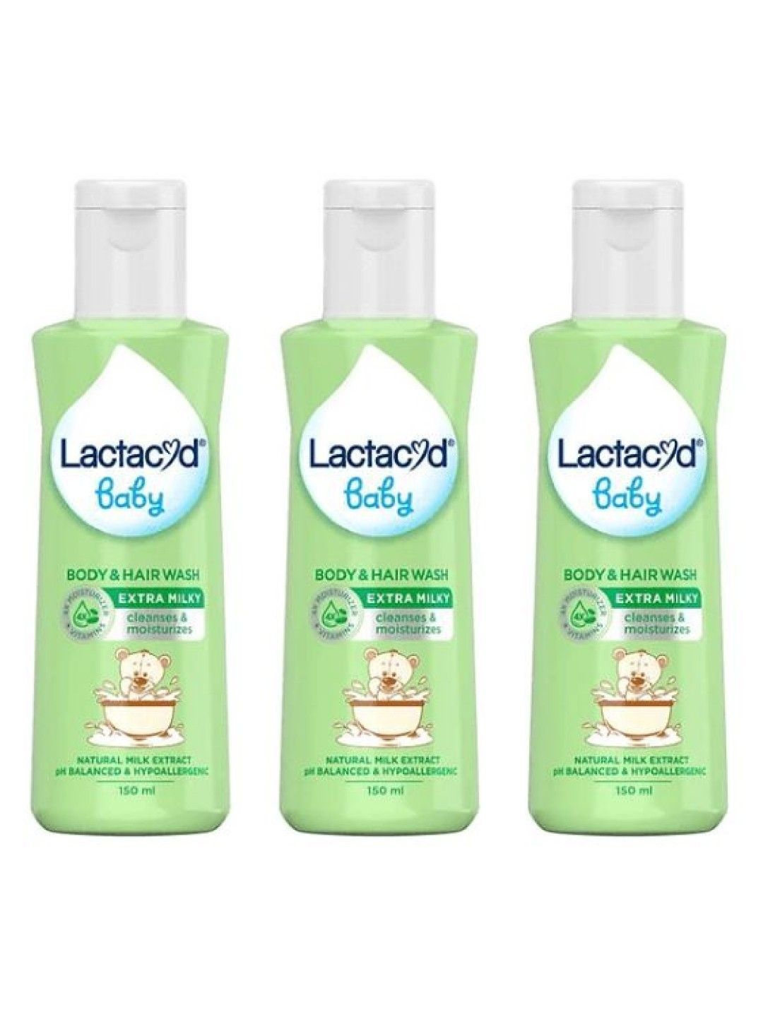 Lactacyd Baby Extra Milky 2-in-1 Body and Hair Wash (150ml) Bundle of 3 (No Color- Image 1)