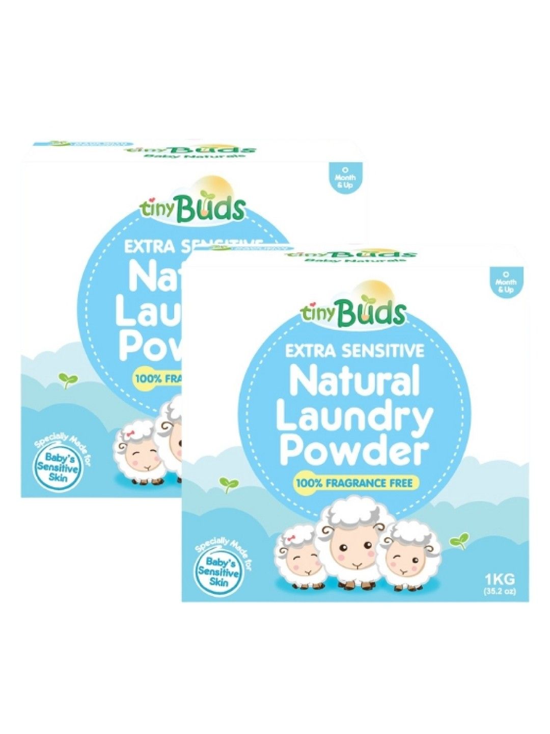 Tiny Buds Extra Sensitive Natural Laundry Powder (1kg) (Bundle of 2) (No Color- Image 1)