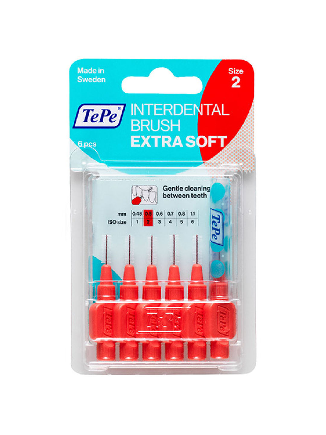TePe Extra Soft Blister Pack (0.5mm) (Red- Image 1)