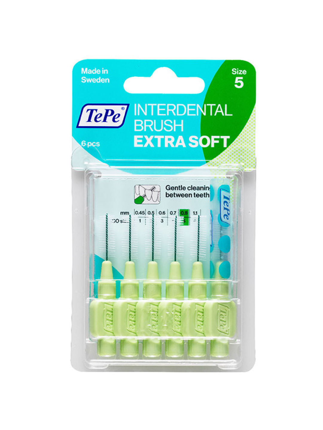 TePe Extra Soft Blister Pack (0.8mm) (Green- Image 1)
