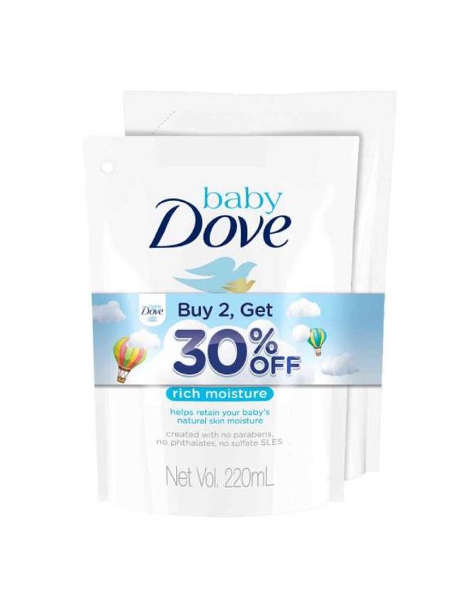 Baby Dove Hair to Toe Wash Rich Moisture Refill 2-pack (220ml)