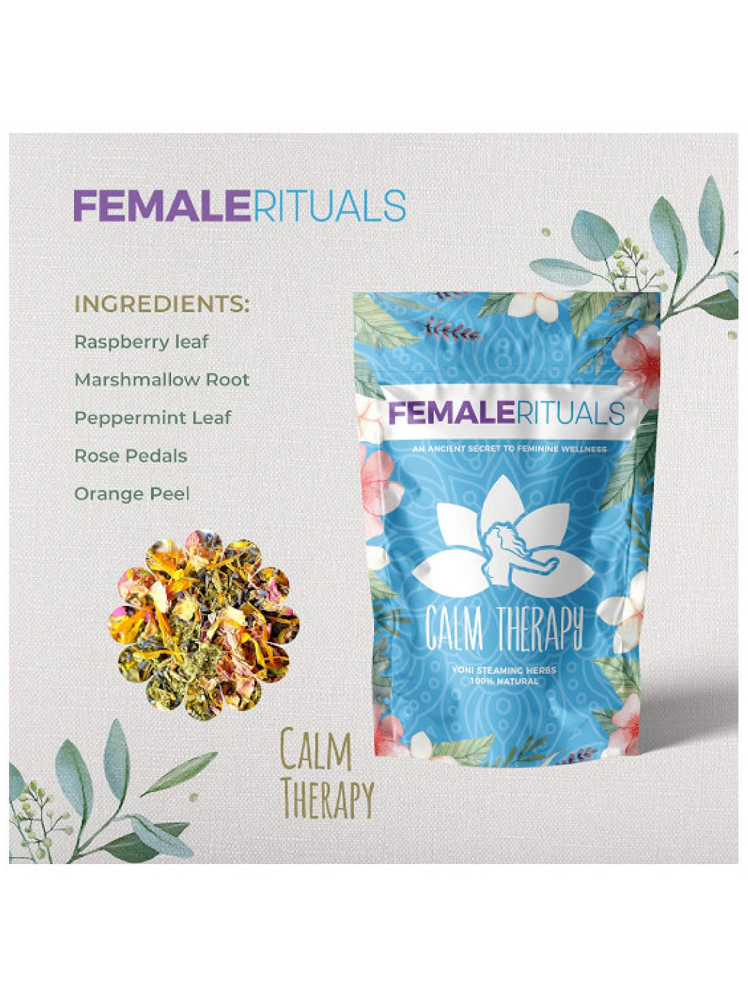 Female Rituals Yoni Steam - Calm Therapy Natural Herbs (4oz) | edamama