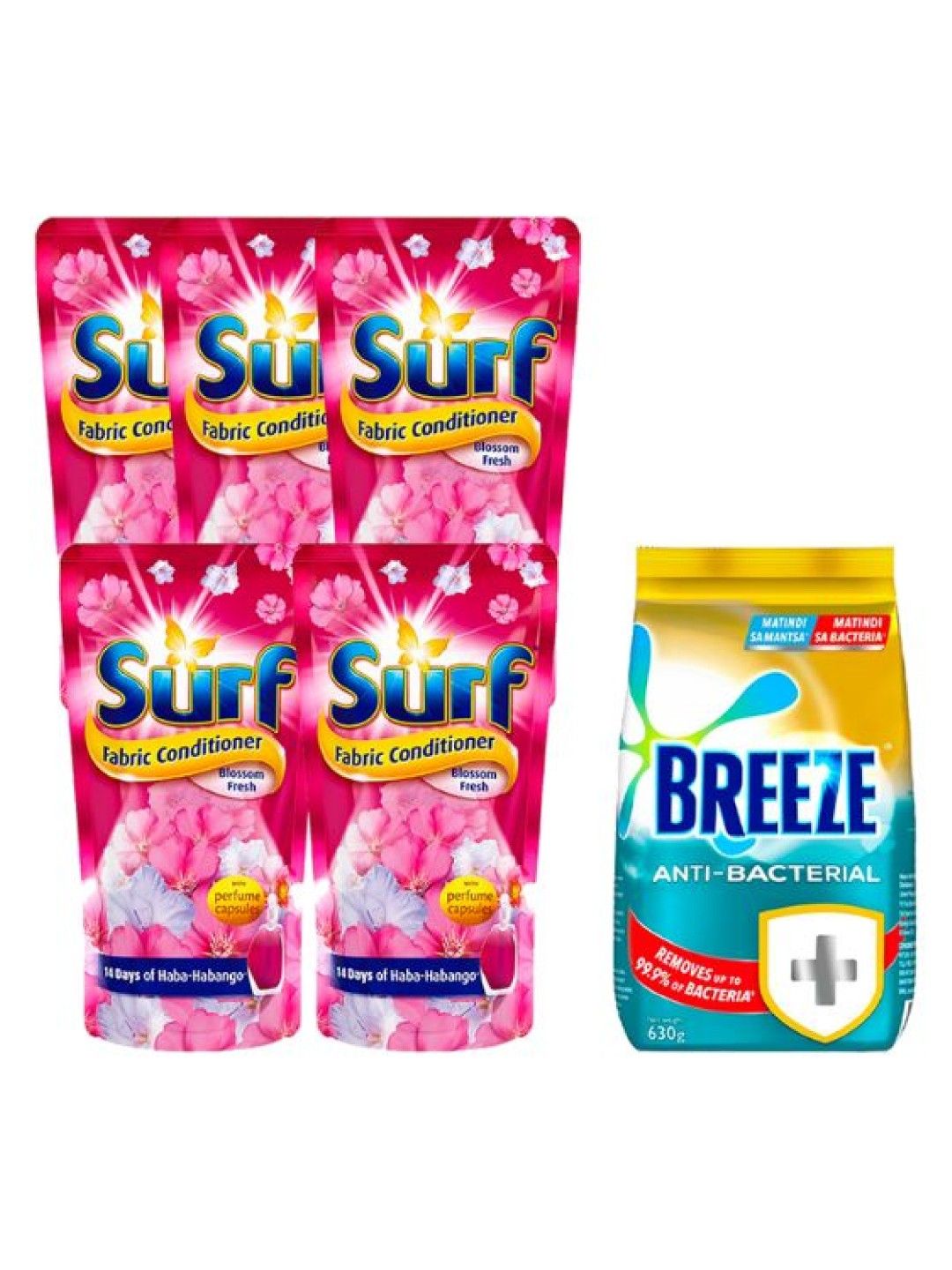 Surf Fabric Conditioner Blossom Fresh (670ml) 5x + FREE Breeze Powder Detergent(630g)