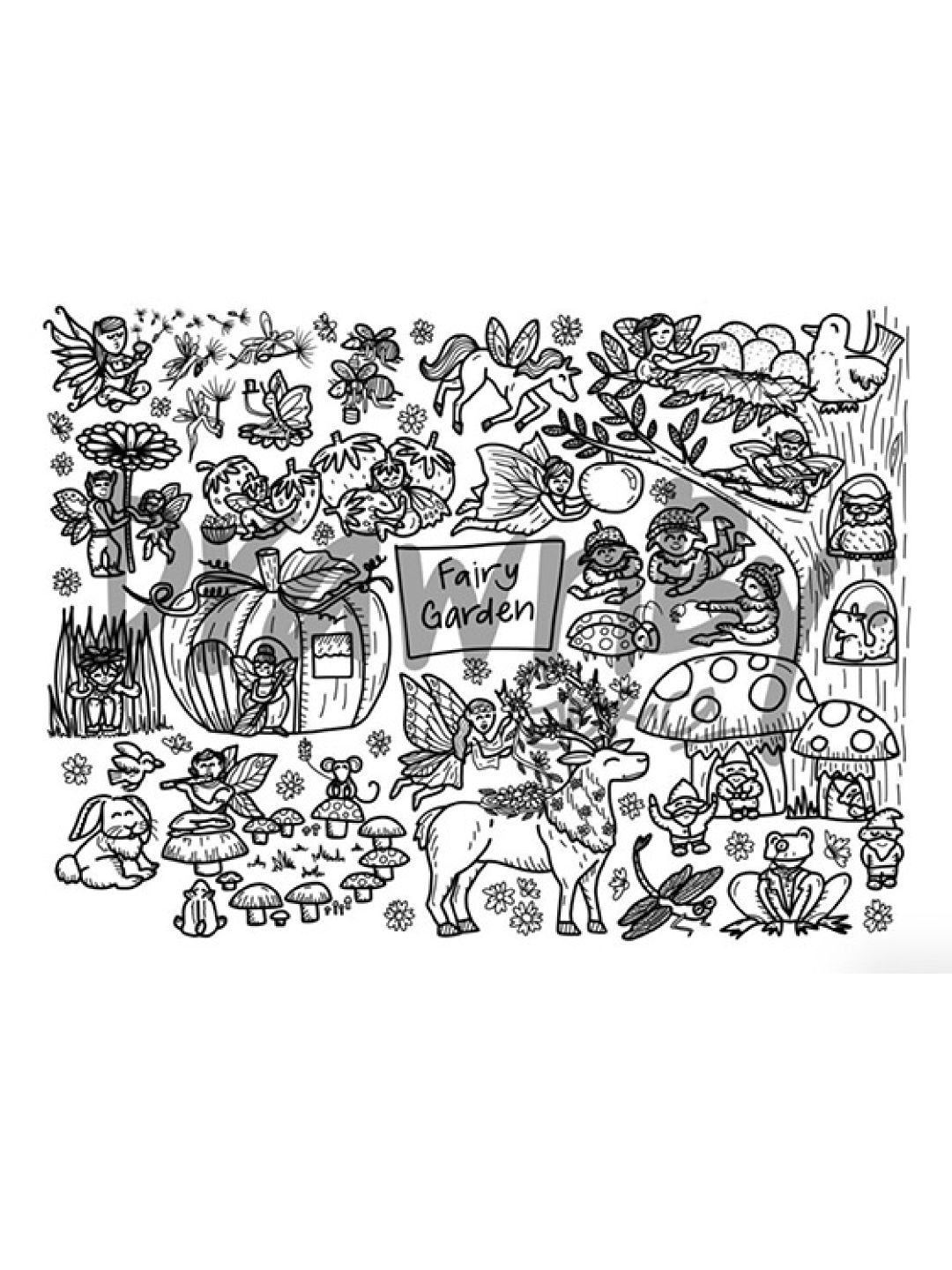 DrawnBy Fairy Garden Washable Silicone Coloring Mat with Marker Set