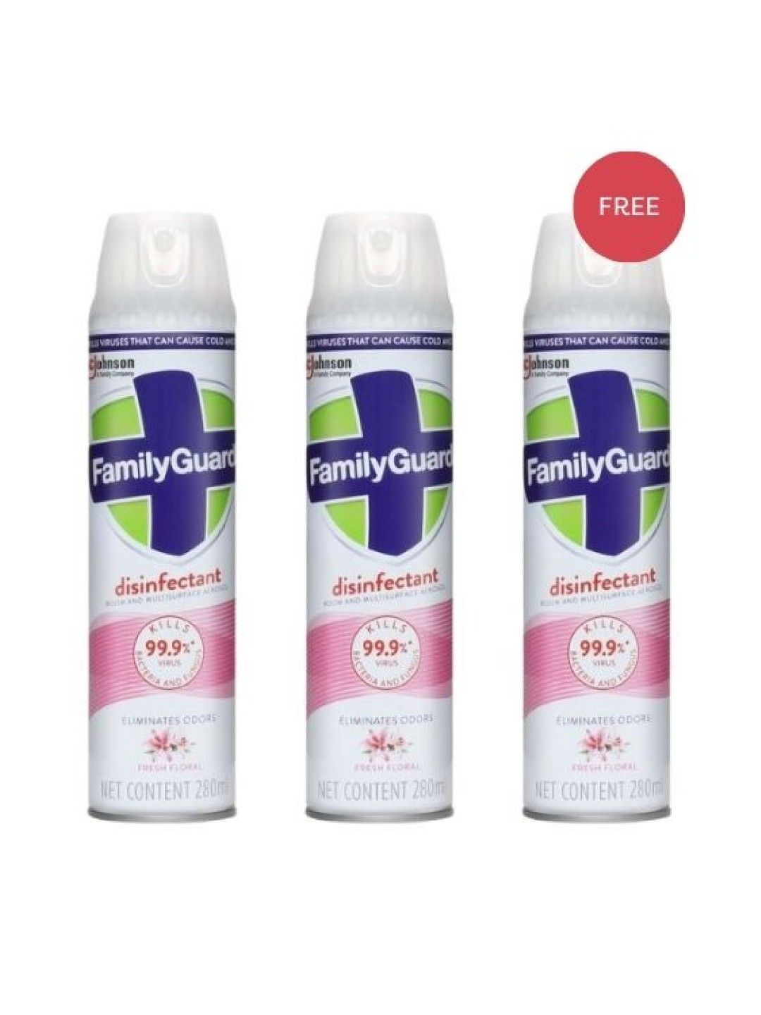 Family Guard [Buy 2 Get 1 FREE] Disinfectant Spray Aerosol Fresh Floral (280ml)