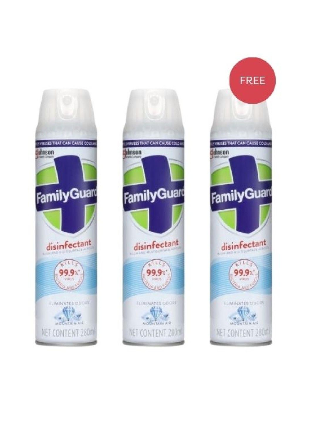 Family Guard [Buy 2 Get 1 Free] Disinfectant Spray Aerosol Mountain Air (280ml)