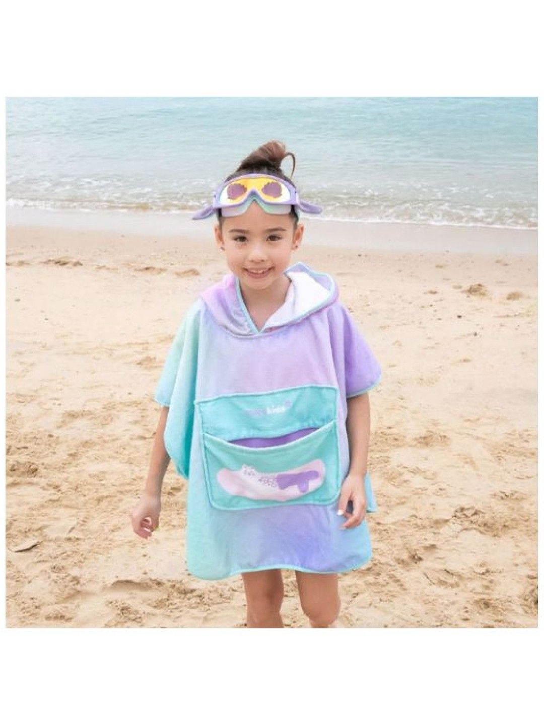 Marcus & Marcus Marckids PocketPack Kid Beach Hooded Poncho Towel (Fancy Meowmaid- Image 2)