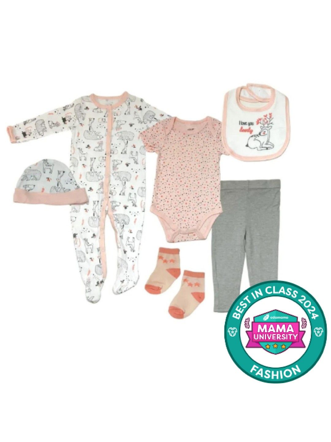 Little Steps 6-Piece Pink Deer Layette (No Color- Image 1)