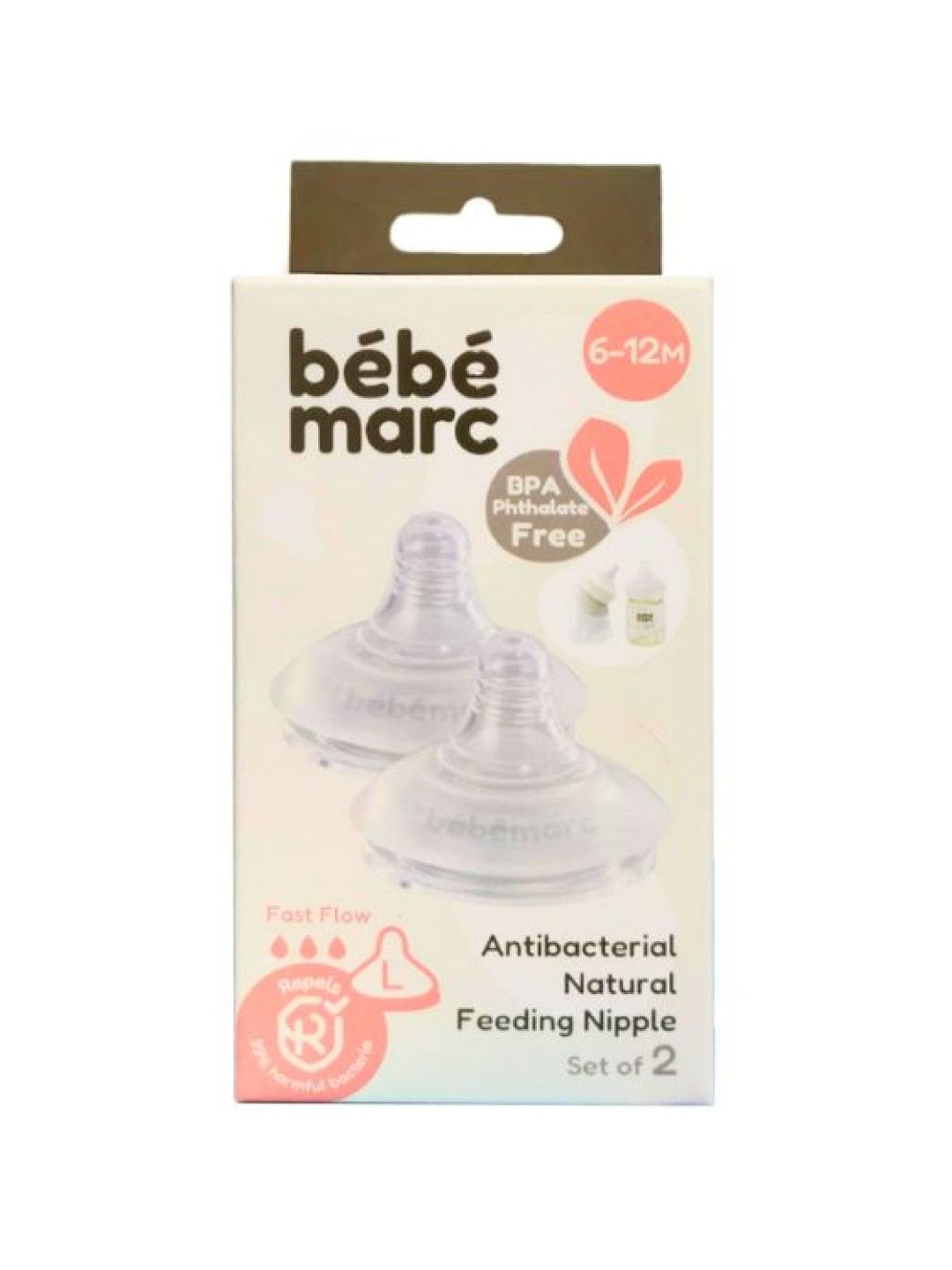 Marcus & Marcus BebeMarc Antibacterial Natural Feeding Nipple (Set of 2) (No Color- Image 4)
