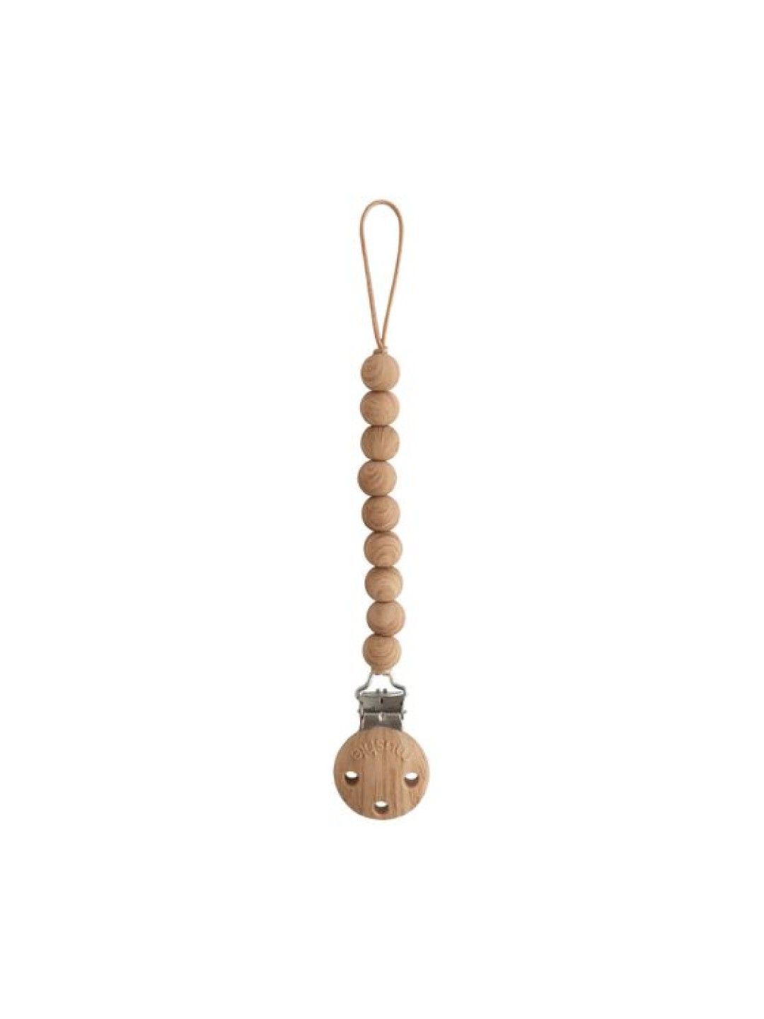 Mushie Silicone Pacifier Clip | Hera (Faux Wood- Image 1)
