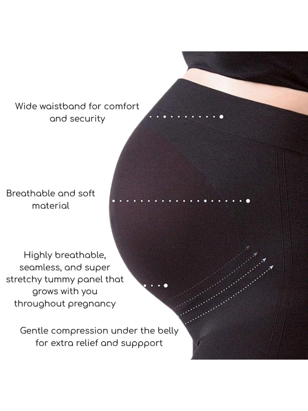 BellaMom MaterniCore Pregnancy Comfort and Support Shorts (Black- Image 3)