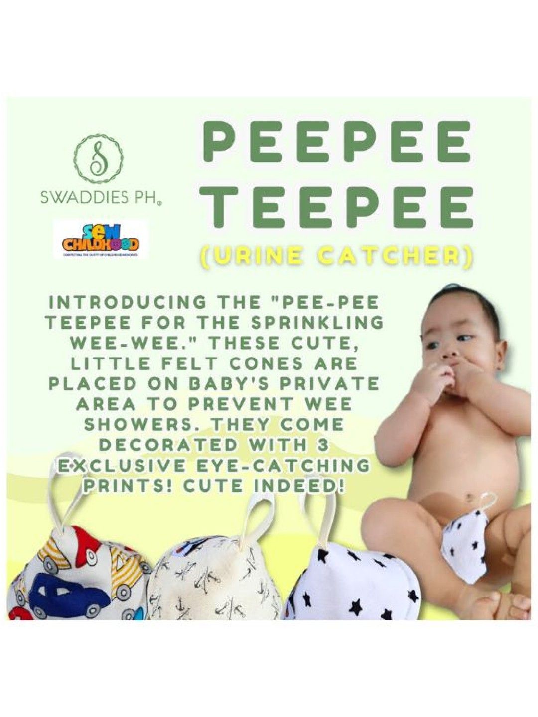 Swaddies PH Peepee Teepee (Urine Catcher) 3pcs Set- Random Design (No Color- Image 2)