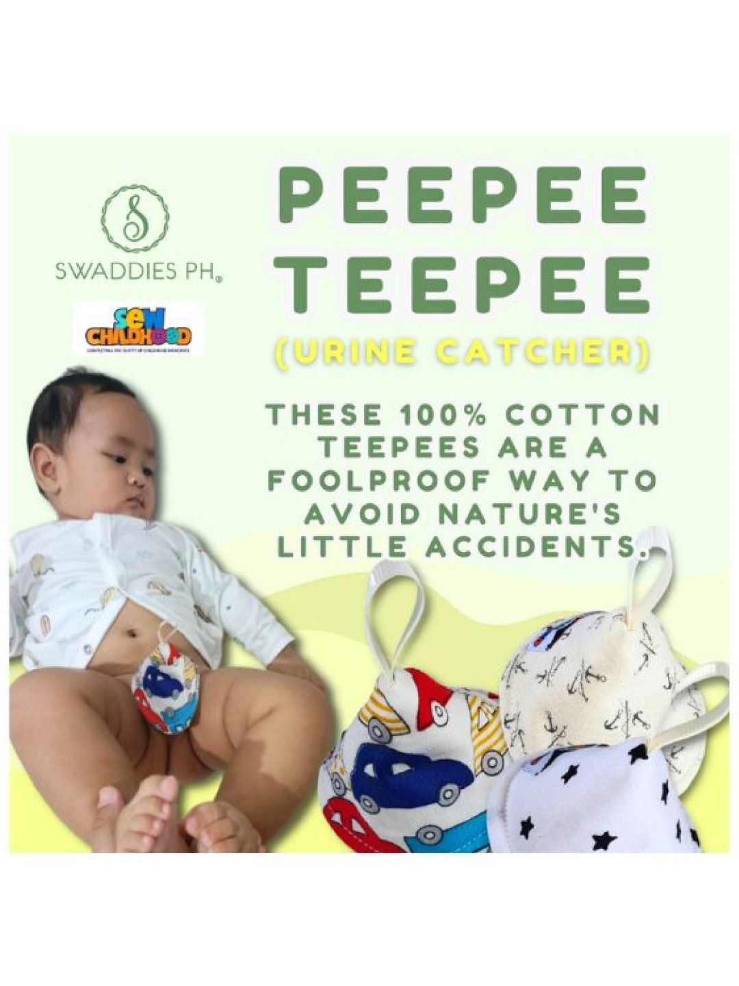 Swaddies PH Peepee Teepee (Urine Catcher) 3pcs Set- Random Design (No Color- Image 3)