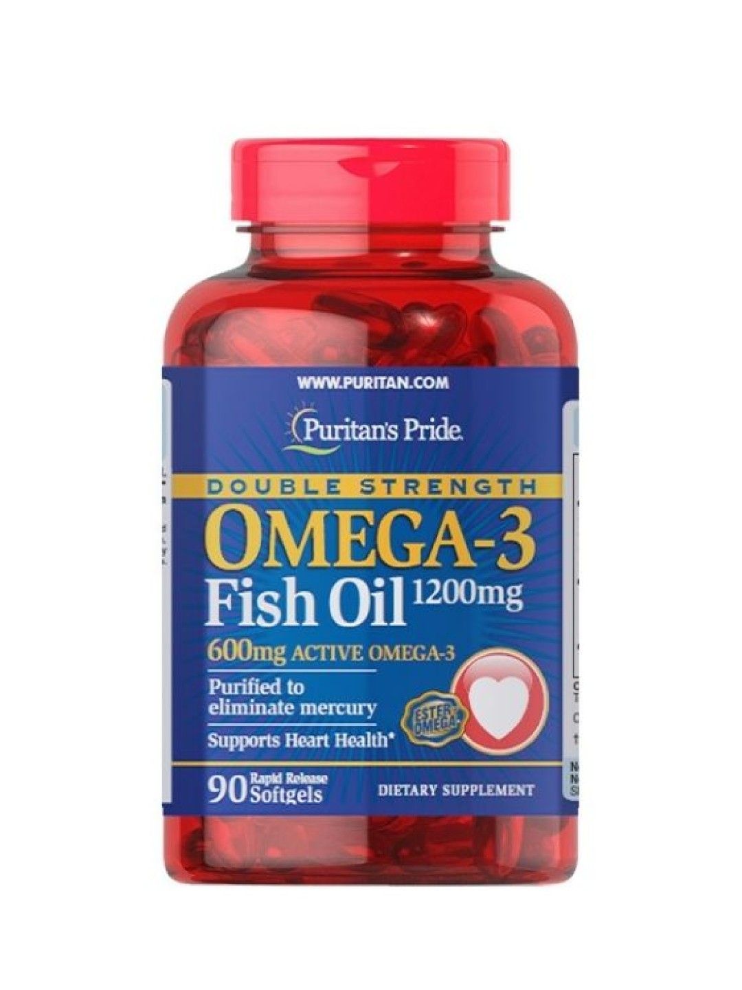 Puritan's Pride Fish Oil Omega 3 Double Strength 1200mg (90 softgels)