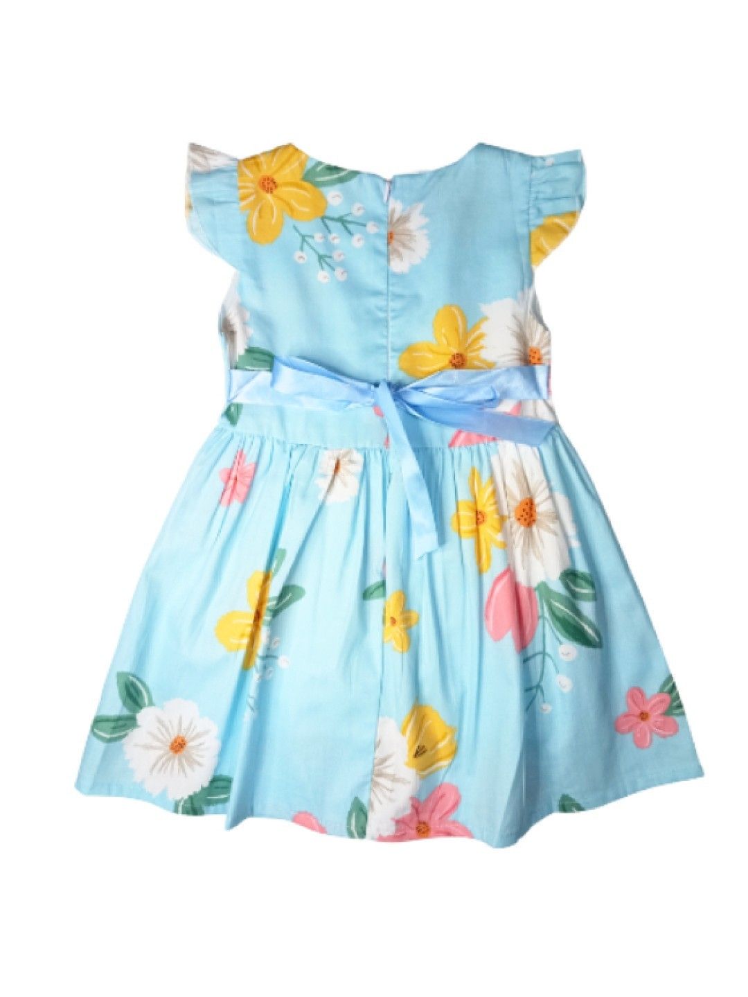 Cottonkind Flutter Sleeves Floral Dress (Blue- Image 2)