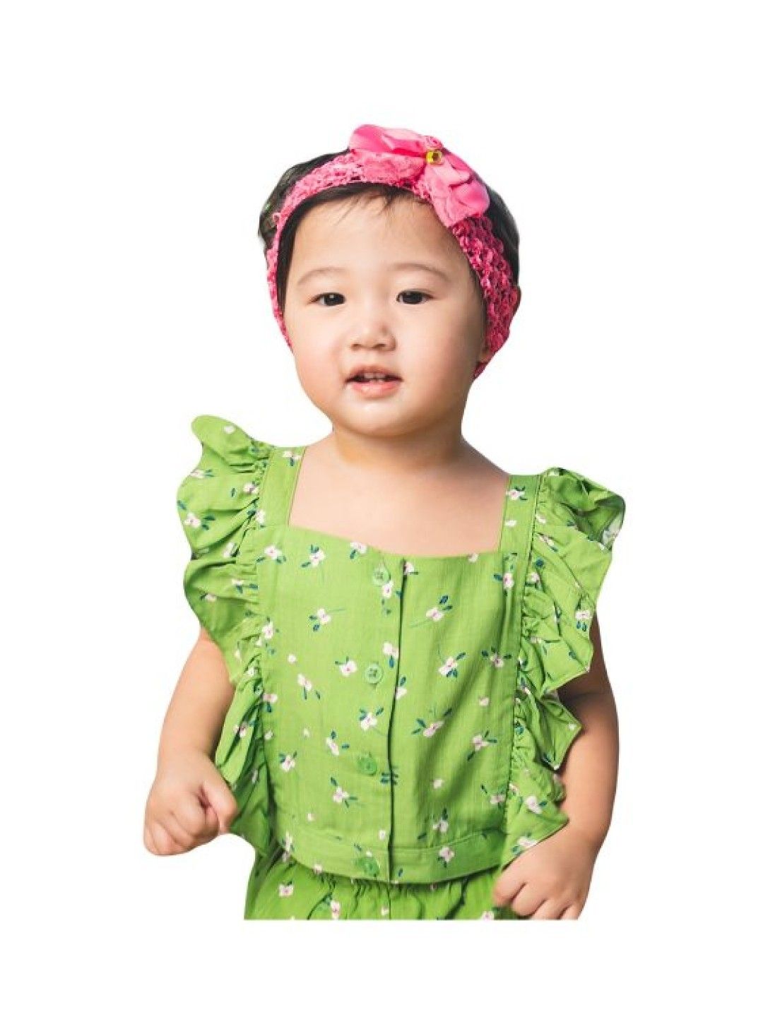 bean fashion Floral Woven Top (Green- Image 1)