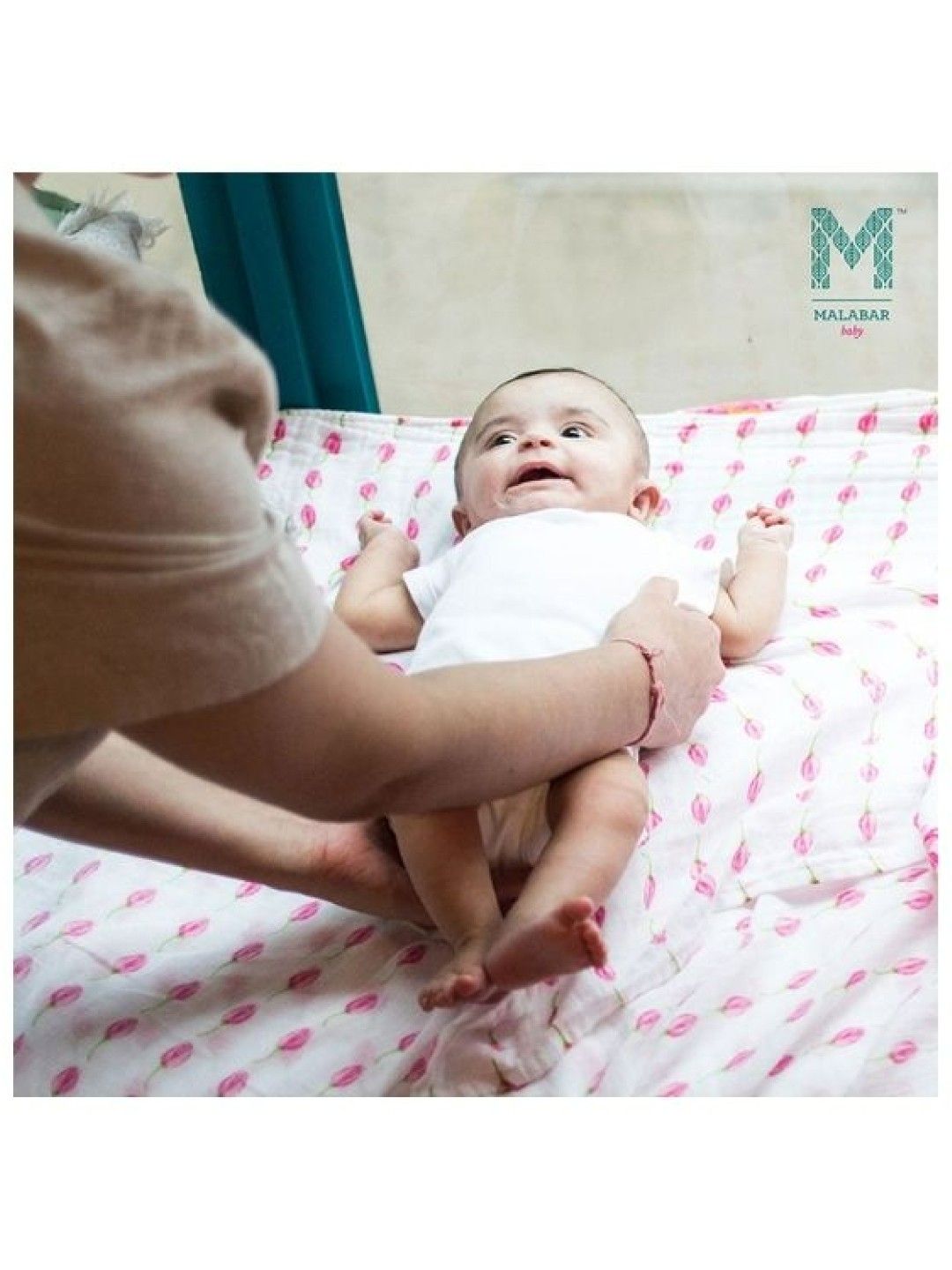 Malabar Baby Organic Muslin Single Swaddle - Flower Bud (No Color- Image 4)