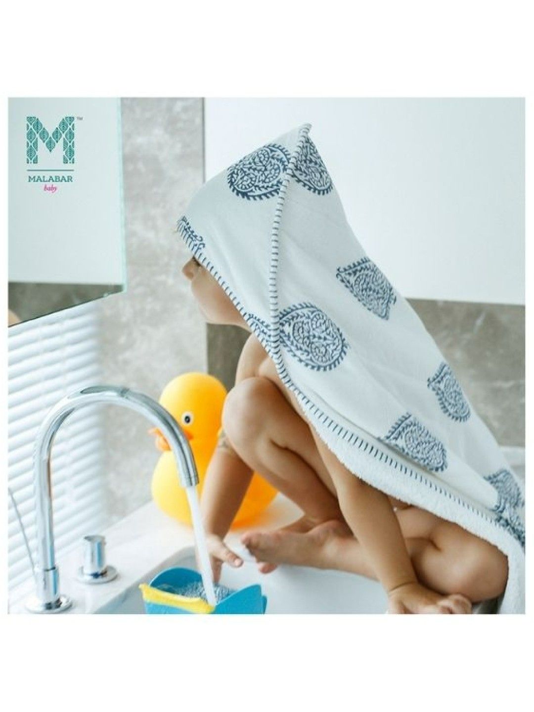 Malabar Baby Handmade Block-Printed Towels - Fort (No Color- Image 4)