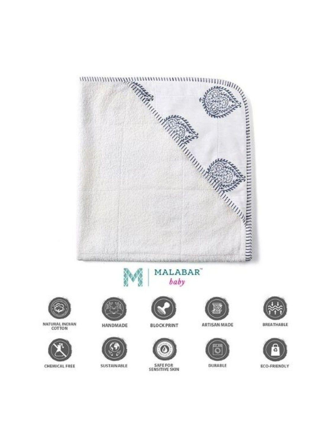 Malabar Baby Handmade Block-Printed Towels - Fort (No Color- Image 2)