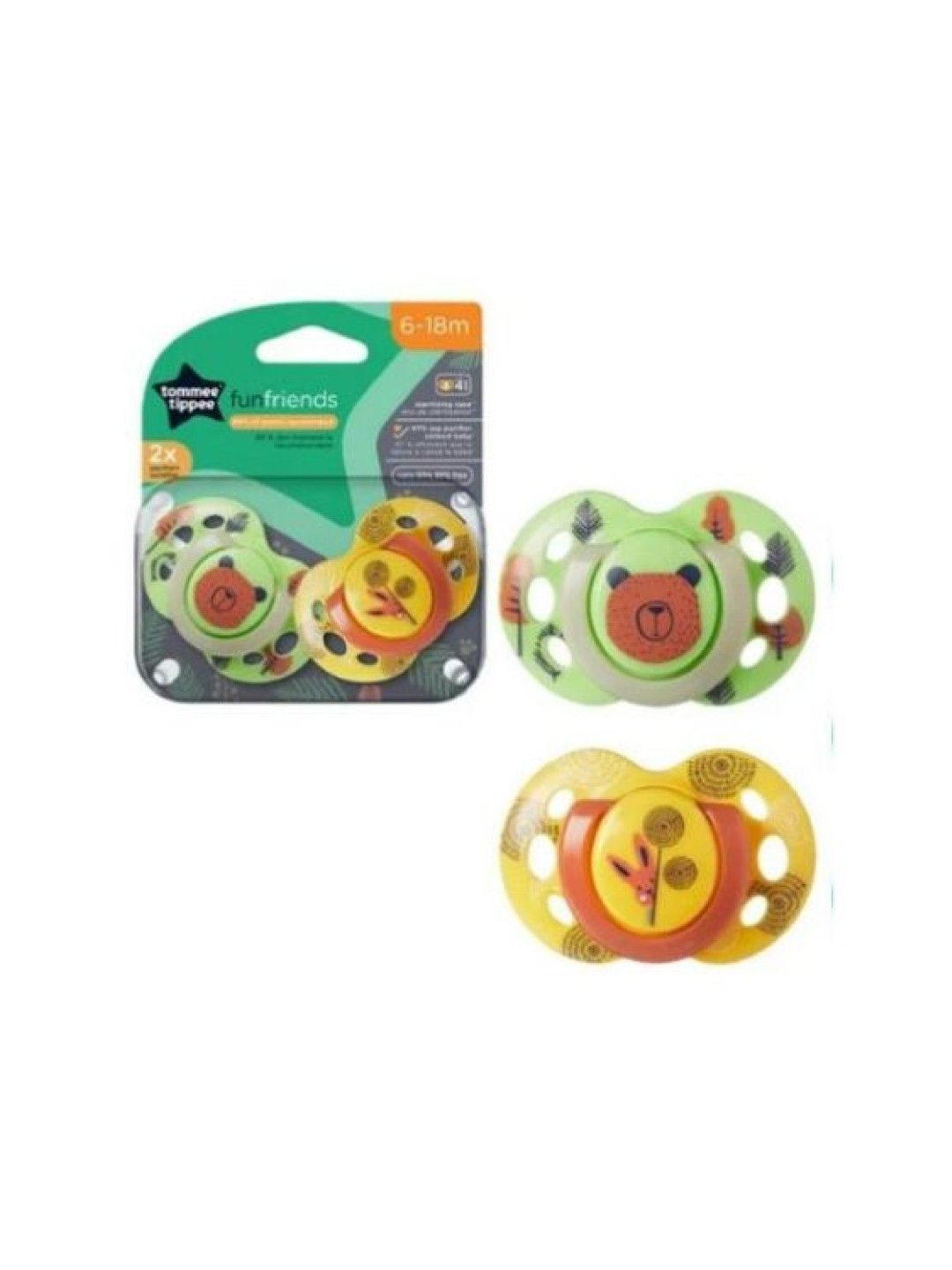 Tommee Tippee Fun Friends Soft Silicone Soother 6-18m (2 pack)