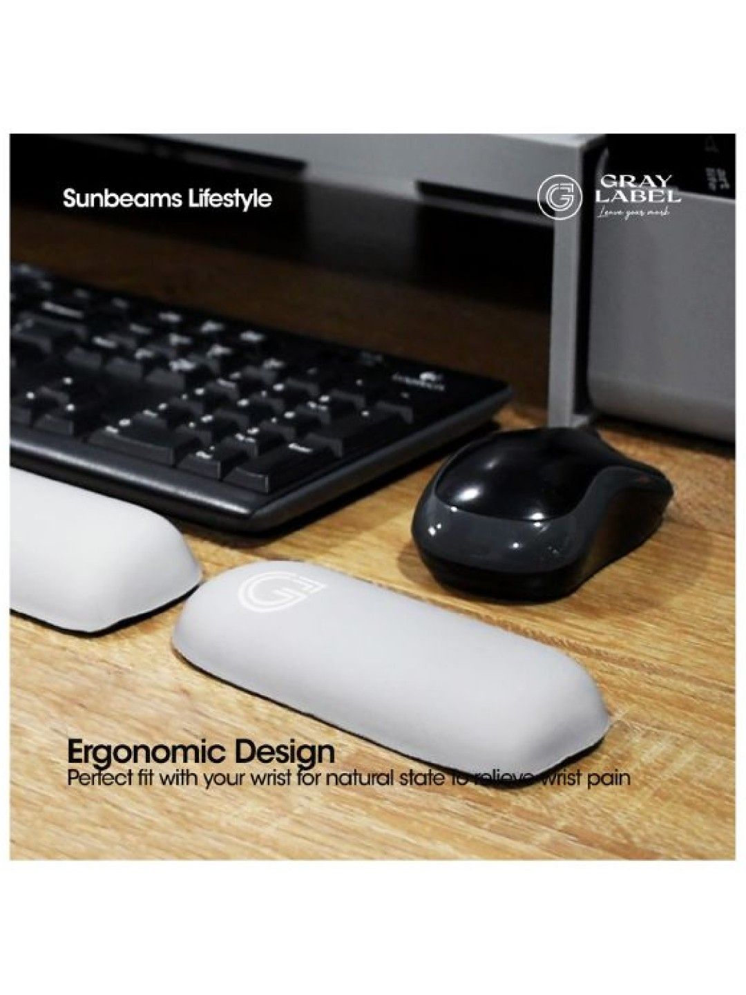 Sunbeams Lifestyle Gray Label Keyboard & Mouse Wrist Memory Foam (No Color- Image 4)