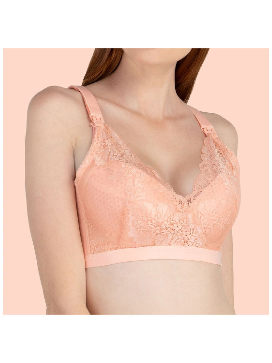 Bosom Buds Gabrielle Lace Nursing Bra (Peach- Image 3)