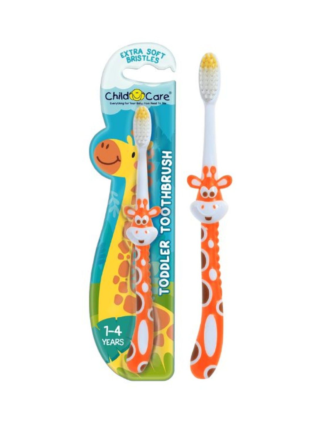 Child Care Toddler and Kid Toothbrush (Assorted Color) (BPA FREE) (Giraffe- Image 1)