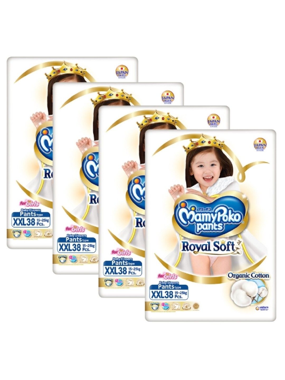 MamyPoko Royal Soft Organic Diaper Pants Girl XXL 38s x 4 packs (152 pcs) (No Color- Image 1)