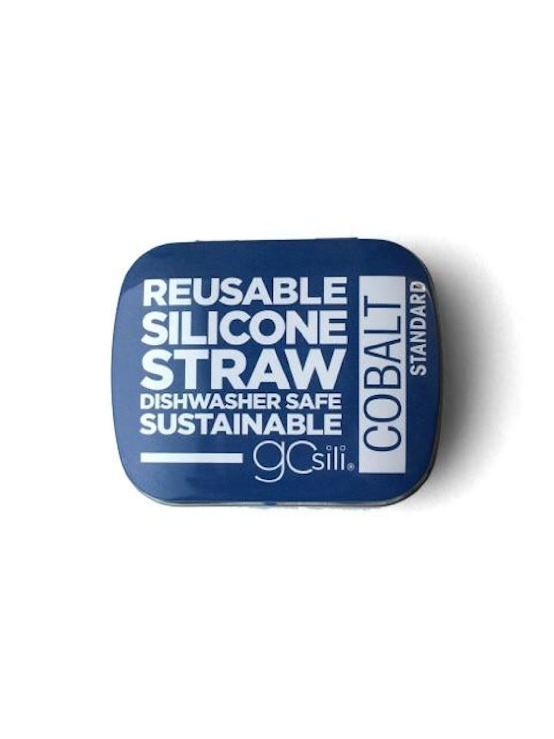 GoSili Reusable Standard Silicone Straw with Travel Tin Case (Cobalt- Image 1)