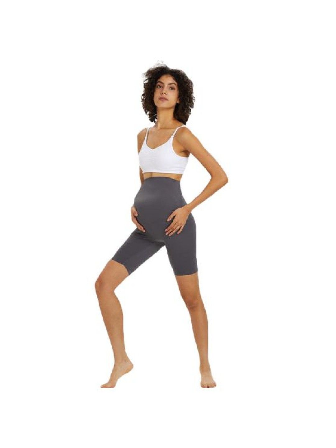 MOOIMOM Active Belly Cover Maternity Leggings (Short) (Gray- Image 3)