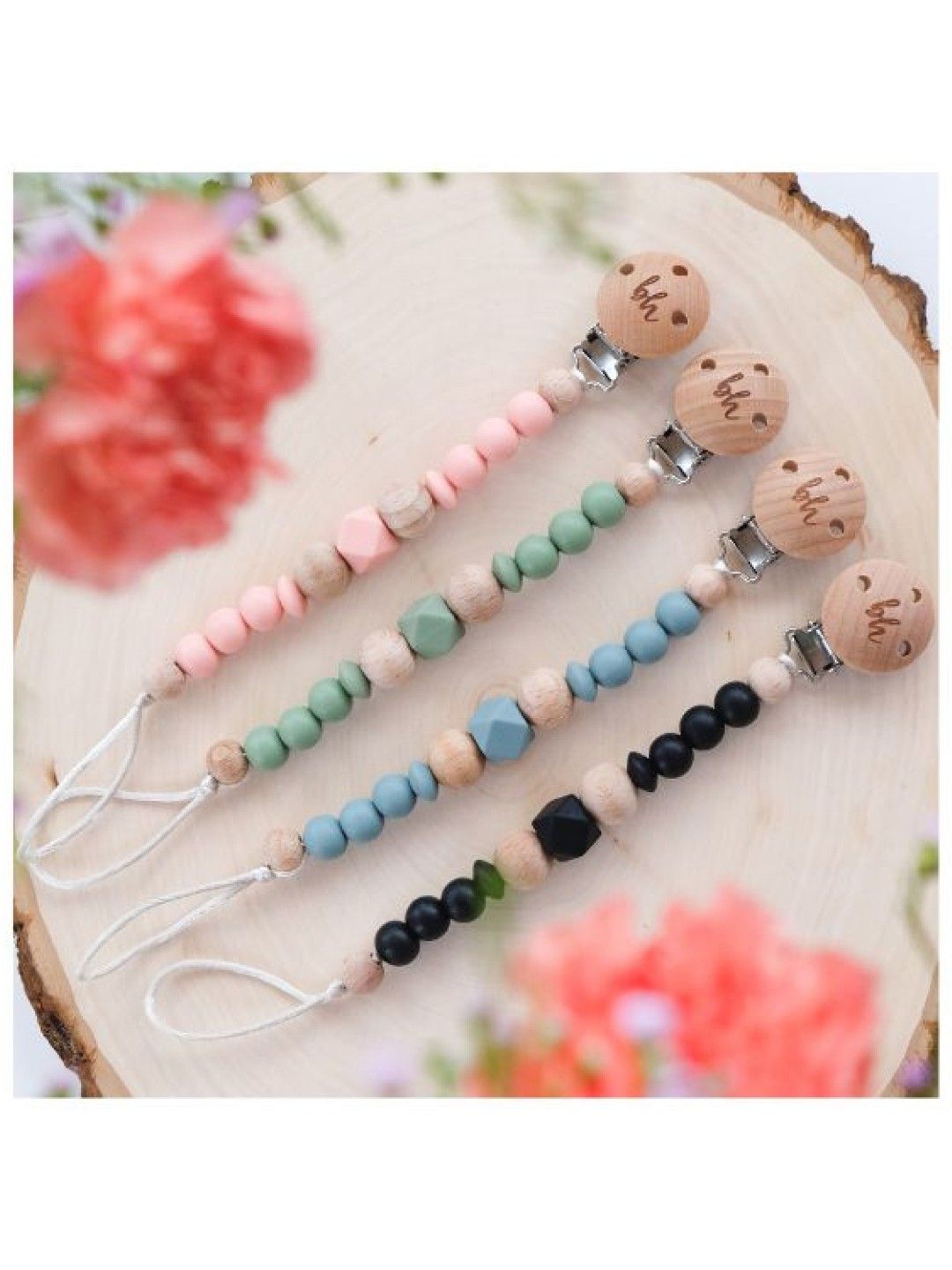 BooginHead PaciGrip Silicone & Wood Beaded Teether Clip (No Color- Image 2)
