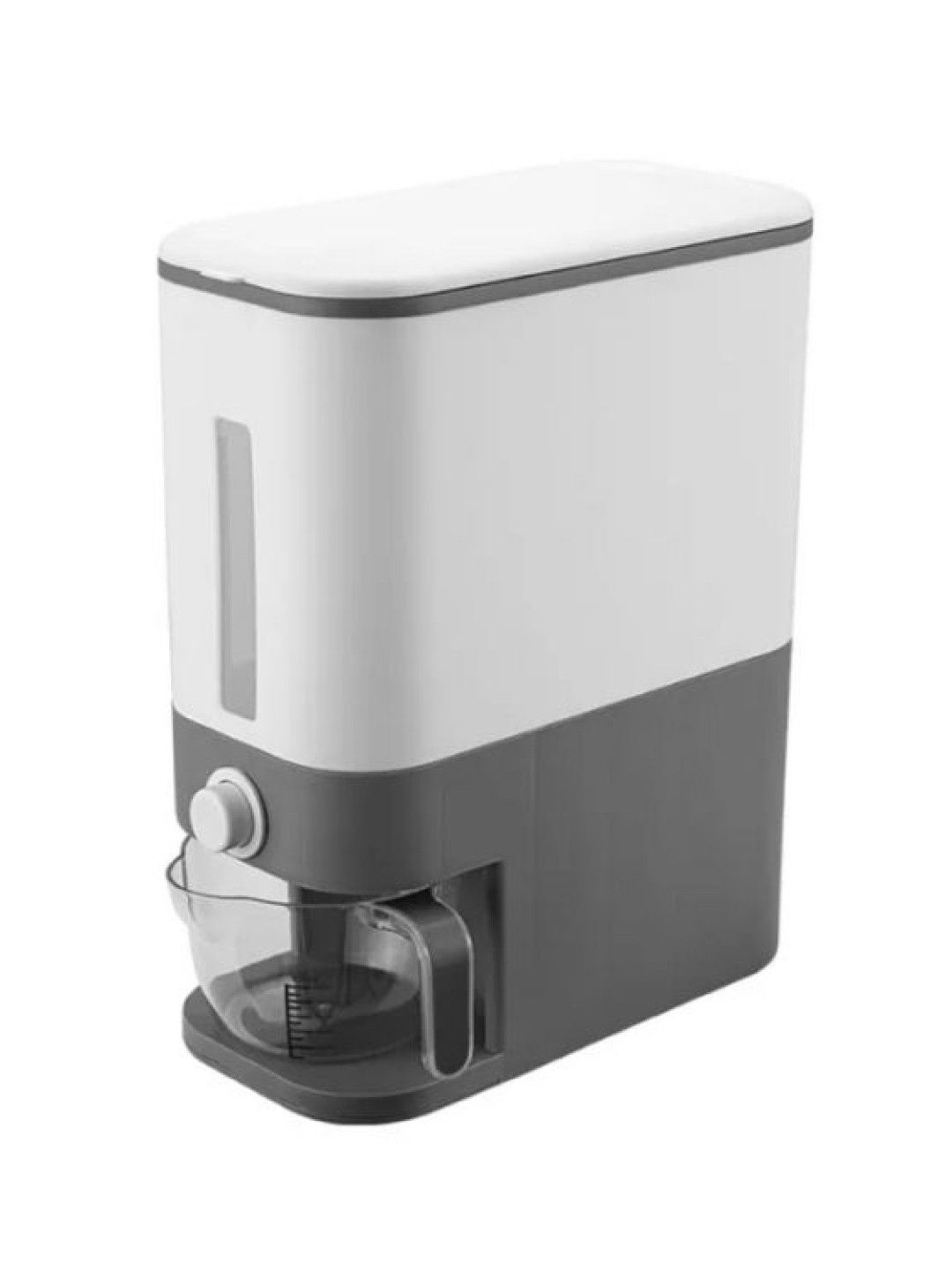 QT Hub Large Capacity Rice Dispenser with Measuring Cup and Drainer (Gray- Image 1)