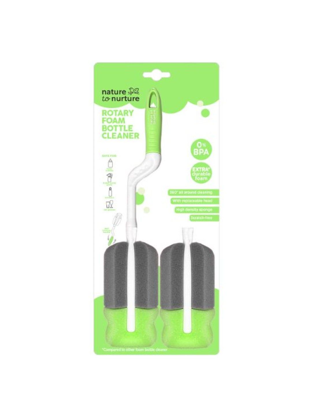 Nature to Nurture Rotary Foam Bottle Cleaner (Green- Image 2)