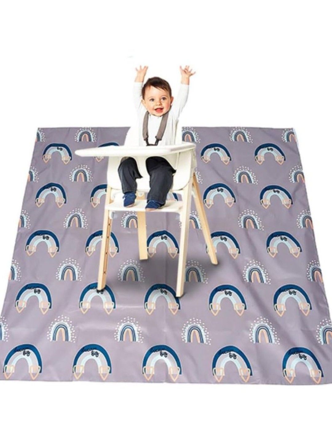 Kiddiestationph Kids Waterproof Splash Mat (Grey Rainbow- Image 4)