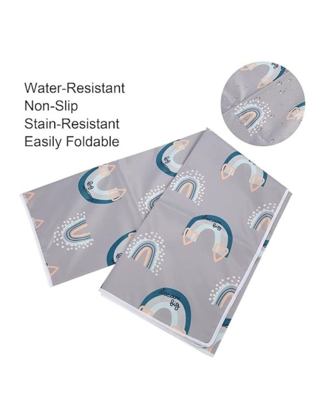 Kiddiestationph Kids Waterproof Splash Mat (Grey Rainbow- Image 2)