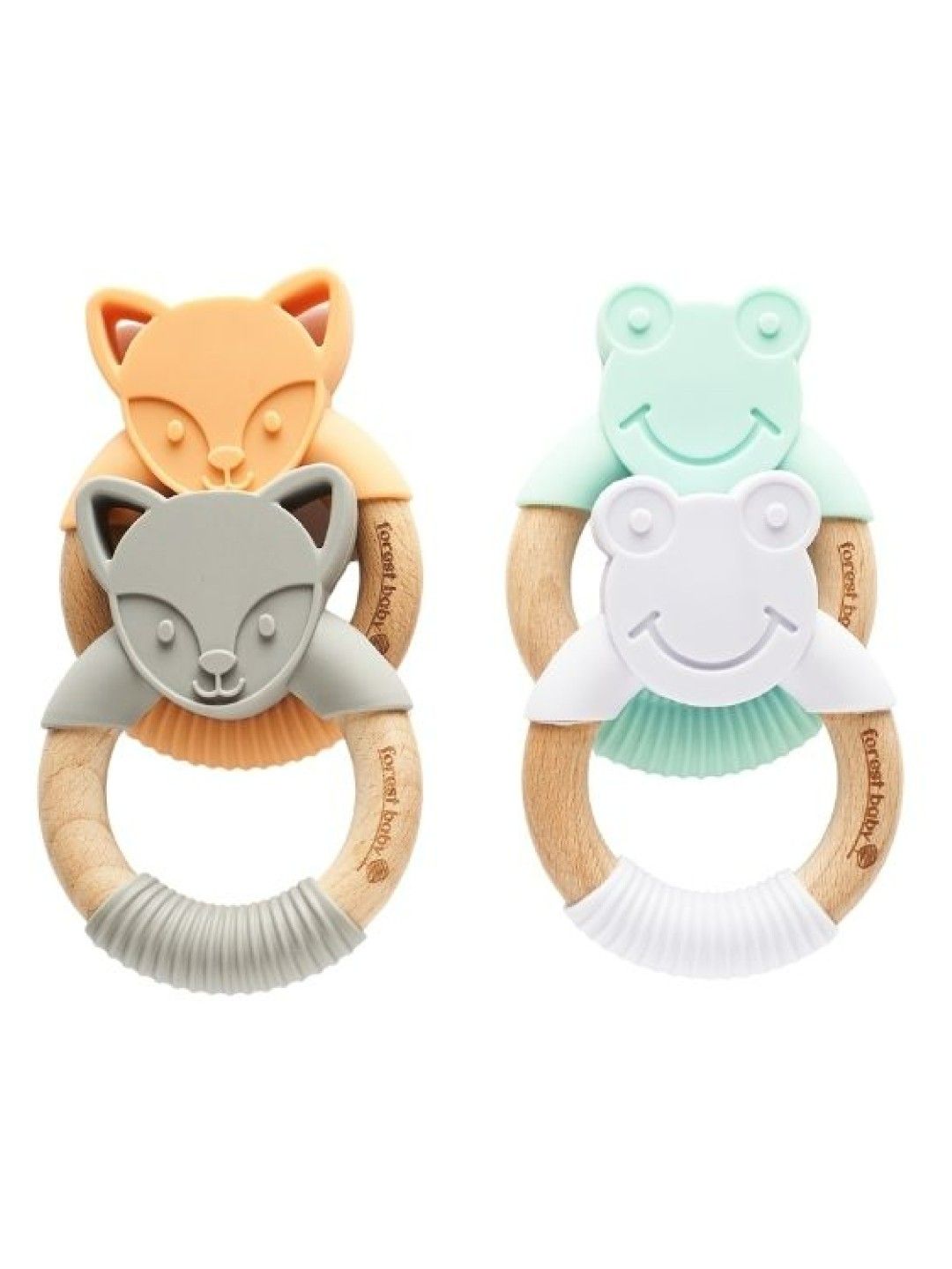 Forest Baby Finley the Fox Silicone and Wooden Teether (Orange- Image 2)