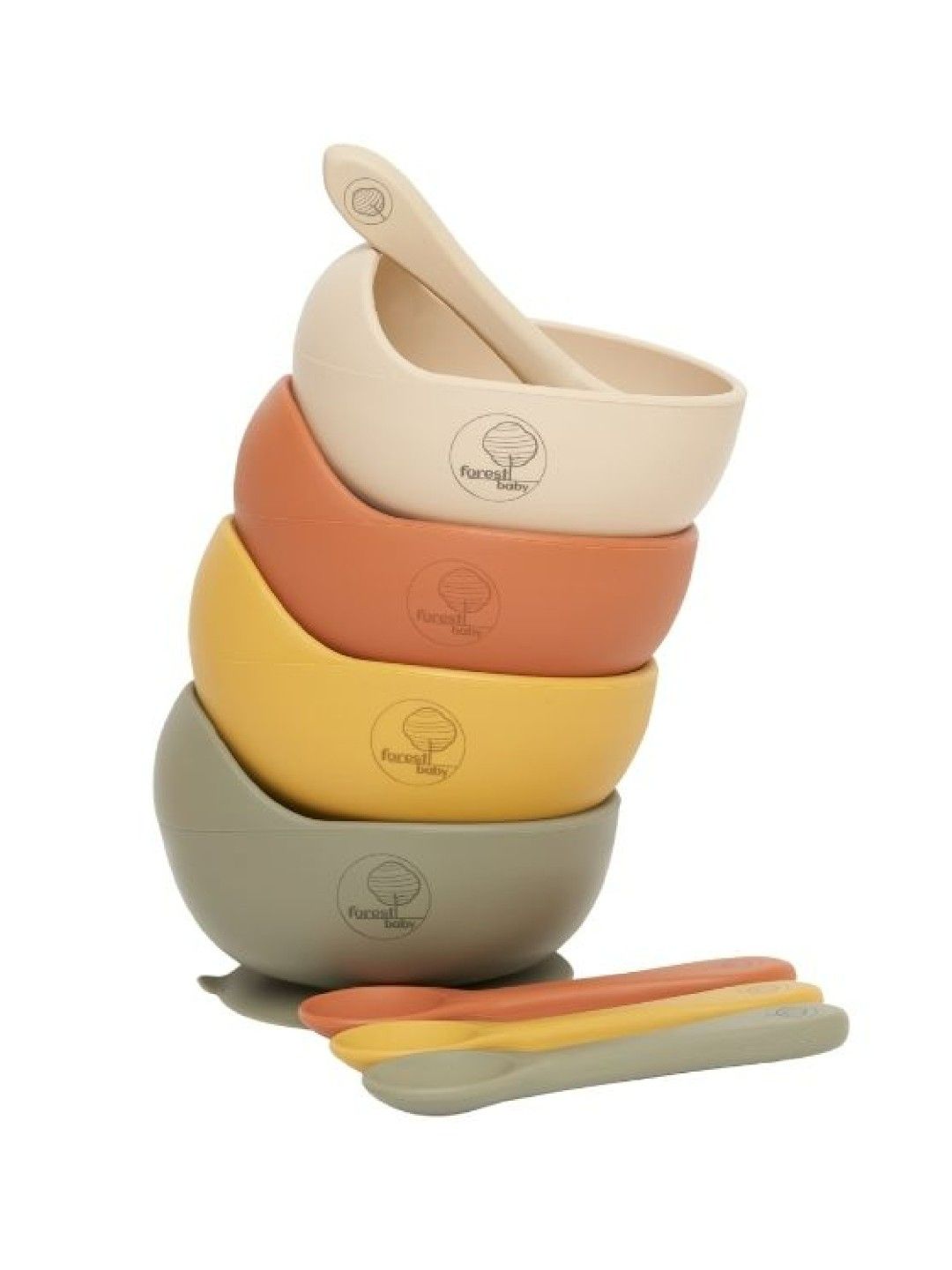 Forest Baby Silicone Bowl and Spoon Set Earthy Collection (Almond- Image 3)