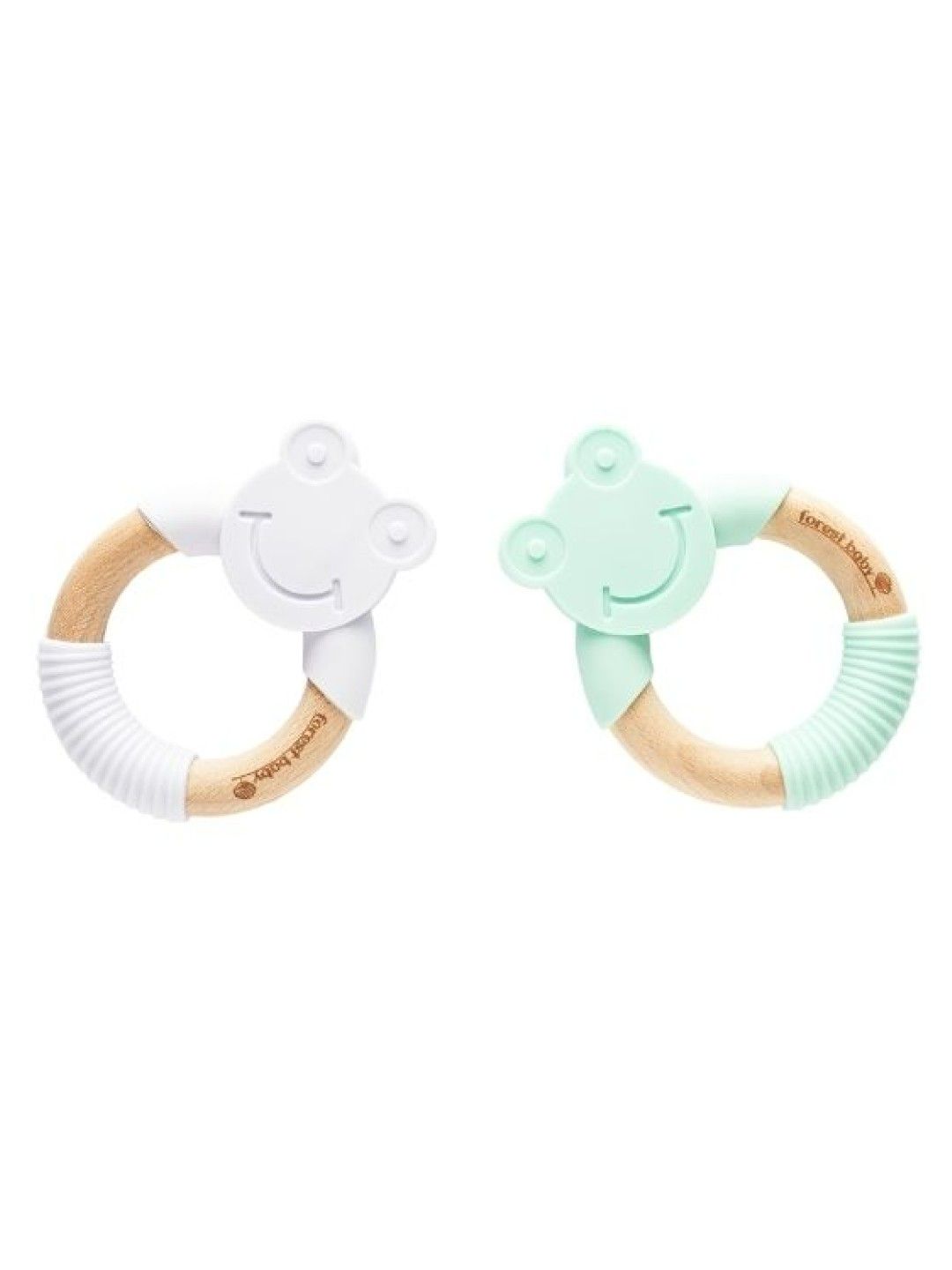 Forest Baby Franklin the Frog Silicone and Wooden Teether (Mint- Image 2)