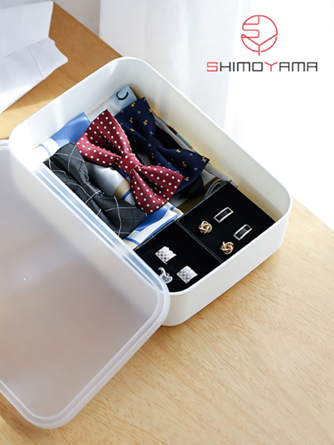 Shimoyama Flat Storage Box with Lid 3L- 6L (Small) (White- Image 3)