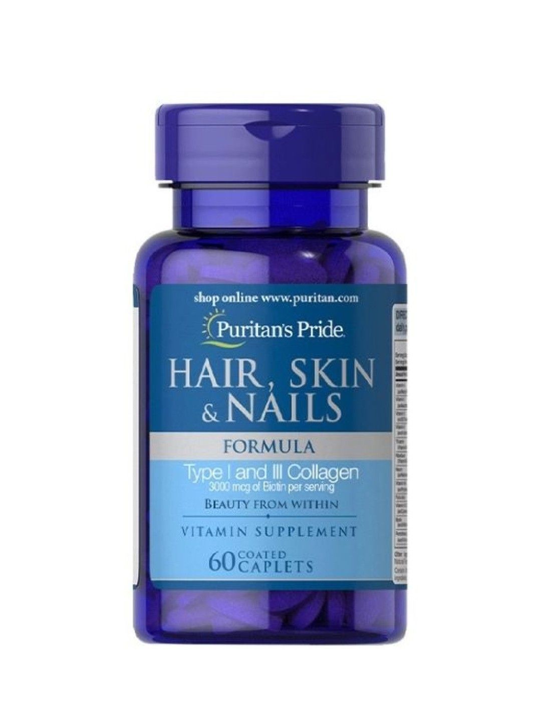 Puritan's Pride Hair Skin Nails (60 caplets) (No Color- Image 1)