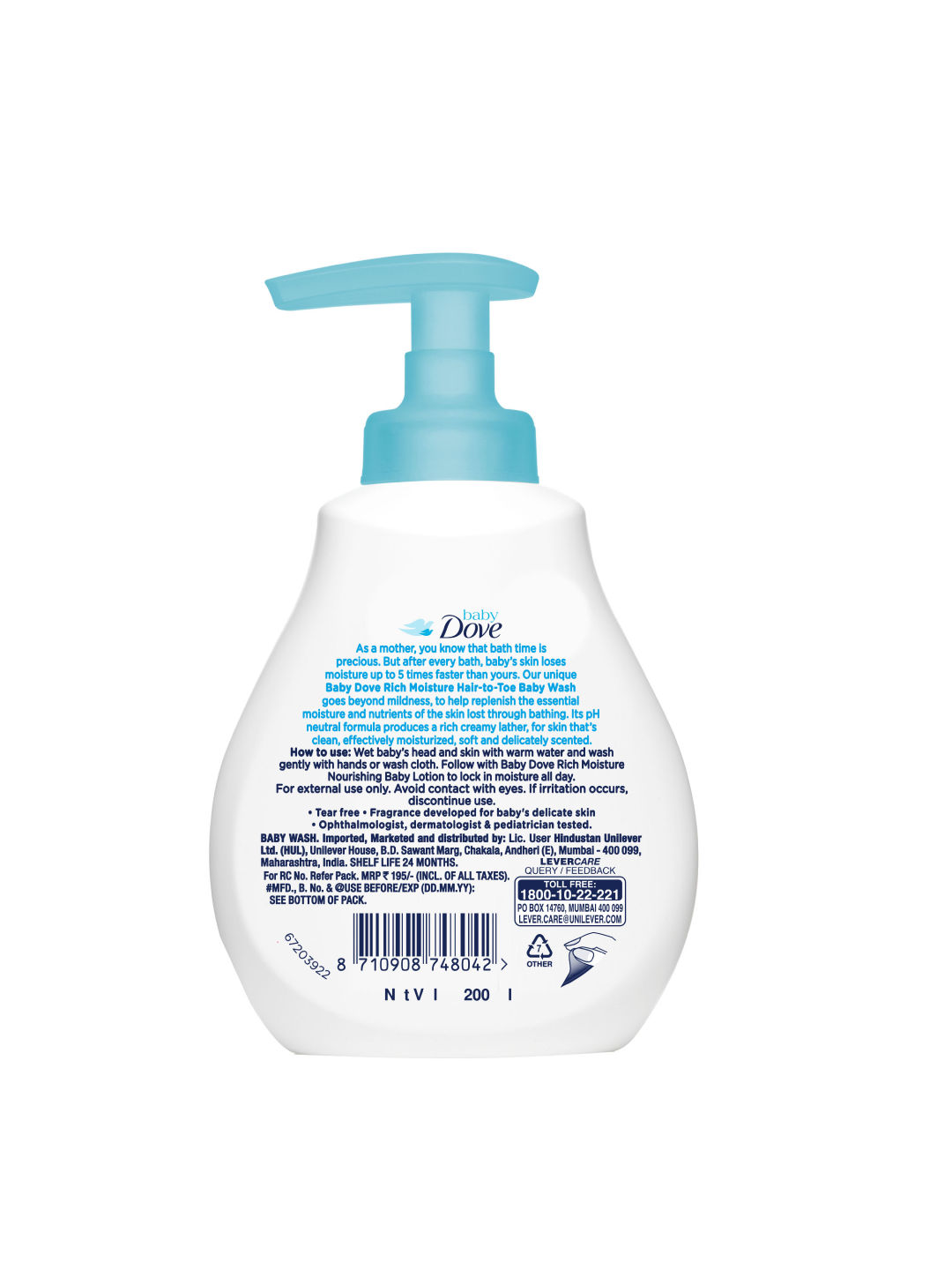 Baby Dove Hair To Toe Wash Rich Moisture (200ml) (No Color- Image 2)