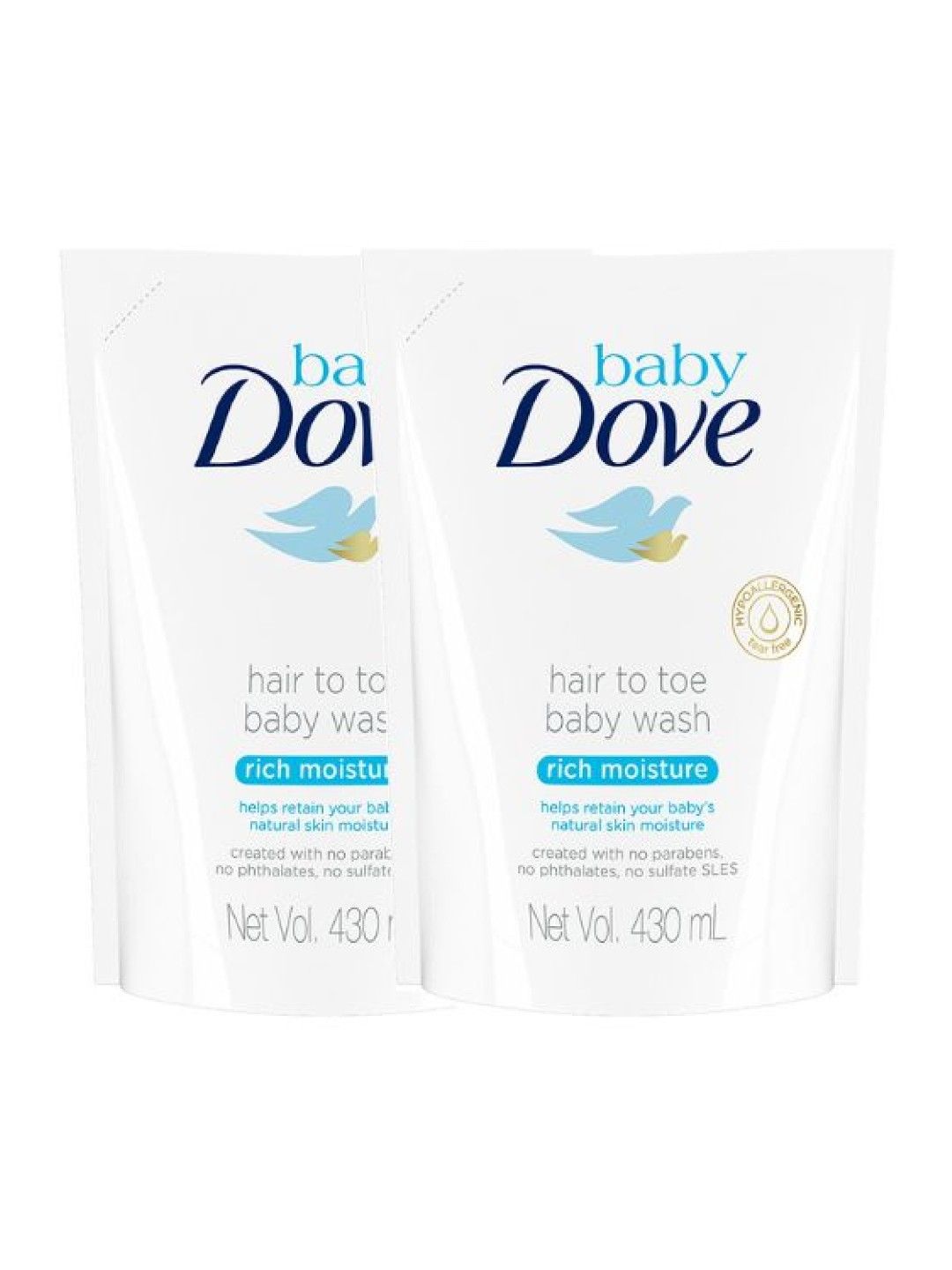 Baby Dove Hair to Toe Wash Rich Moisture Refill (430ml) 2-pack