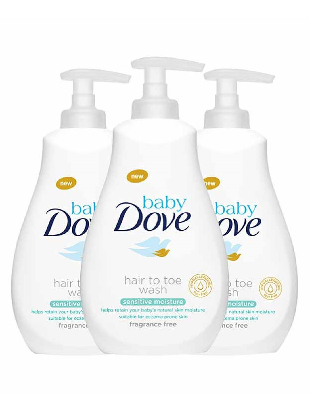 Baby Dove Hair To Toe Wash Sensitive Moisture 591ml (Bundle of 3)