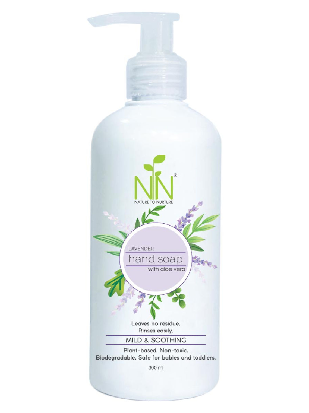 Nature to Nurture Plant Based Hand Soap Lavender (300ml) (Violet- Image 1)