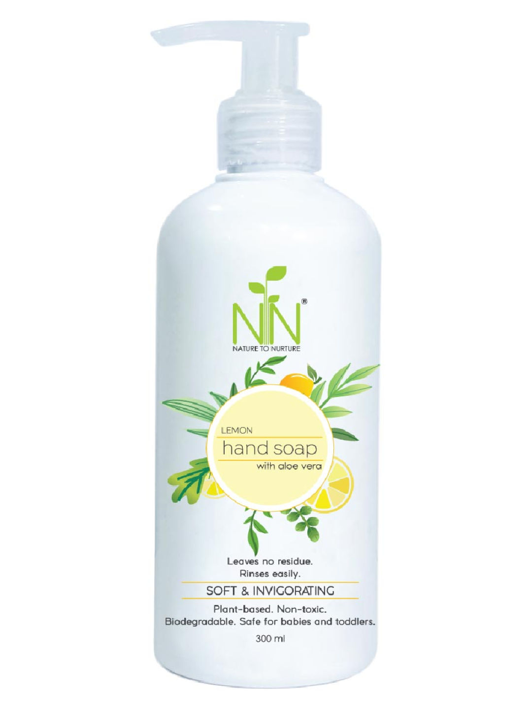 Nature to Nurture Plant Based Hand Soap Lemon (300ml) (Yellow- Image 1)