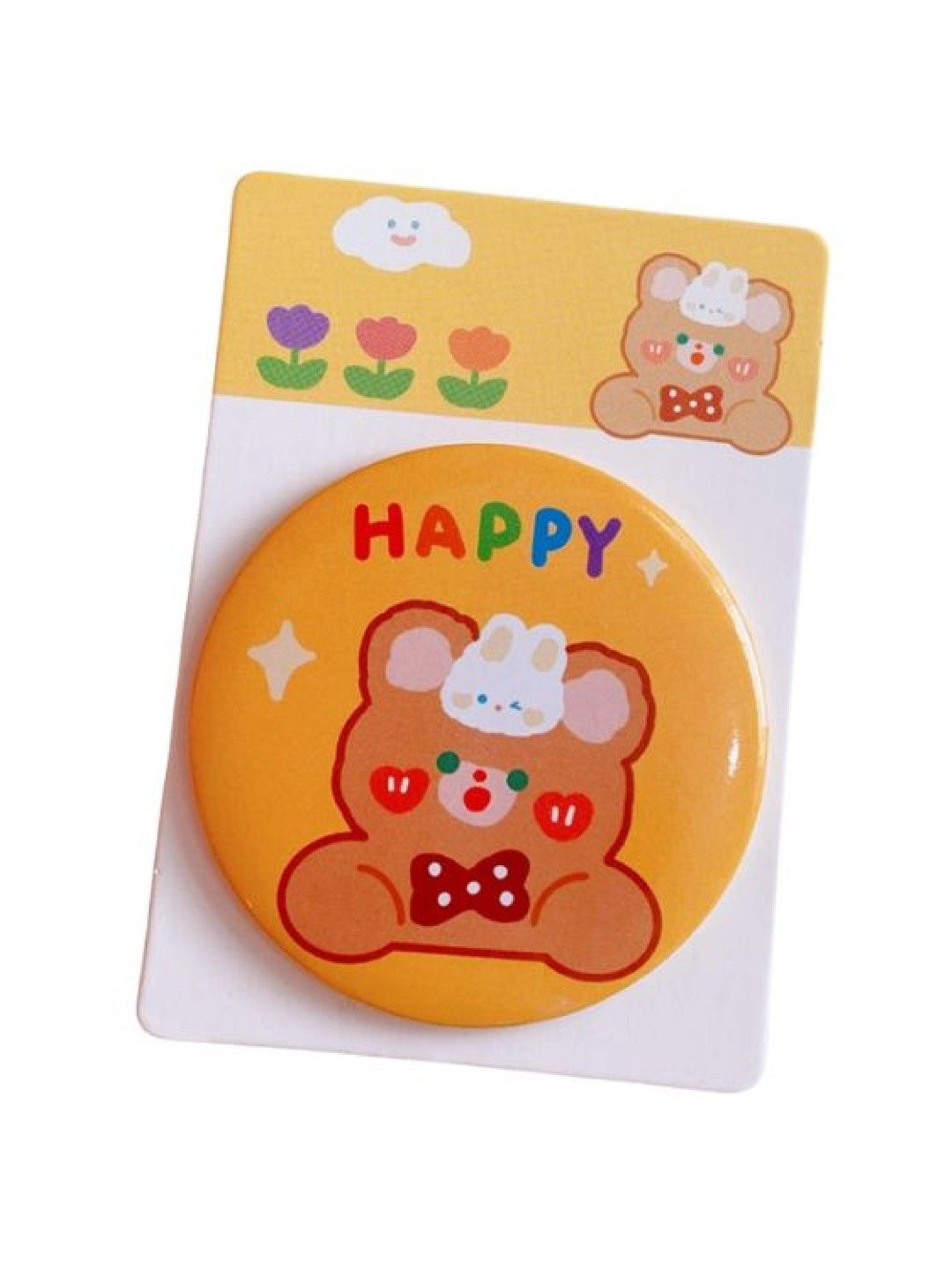 Scenti Portable and Handy Cute Mirror Korean Design 2-Piece Set (Happy- Image 1)