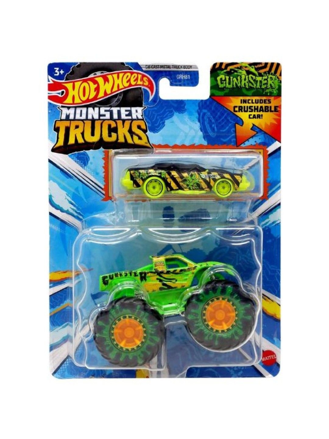 Hot Wheels Monster Trucks 1:64 Truck & Car - Gunkster Combo Pack (No Color- Image 1)